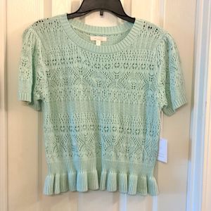 LC Lauren Conrad Pointelle Loose Knit Cropped Sweater Top